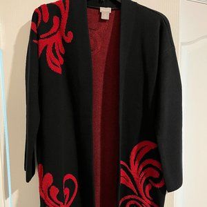 Stunning black and red long cardigan